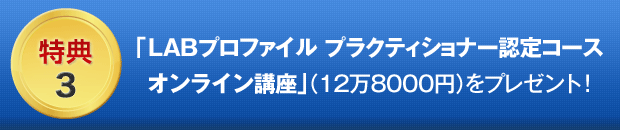 3.「LABプロファイル(R) プラクティショナー認定コース オンライン講座」(12万8000円相当)をプレゼント!